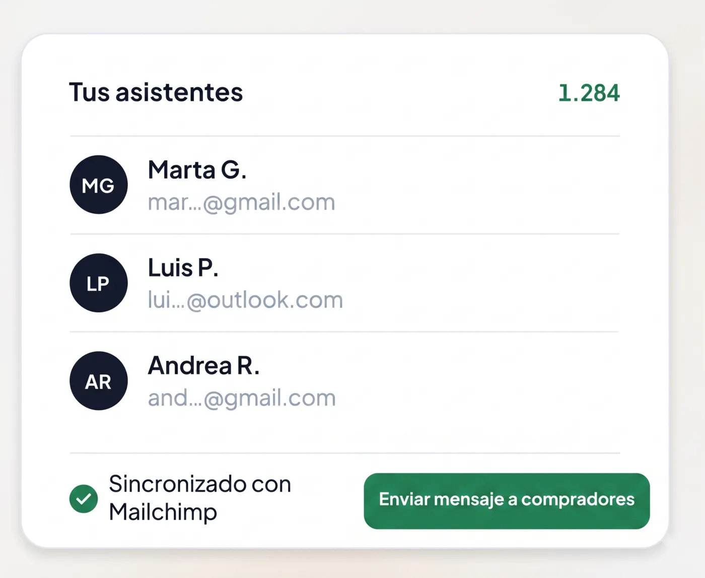 Lista de asistentes